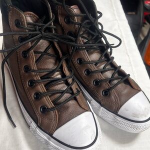 Converse all-star brown leather High-Top Sneakers! M6/W8!